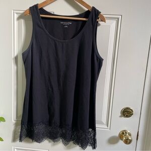 Soft Surroundings black lace hem wide strap tank XL